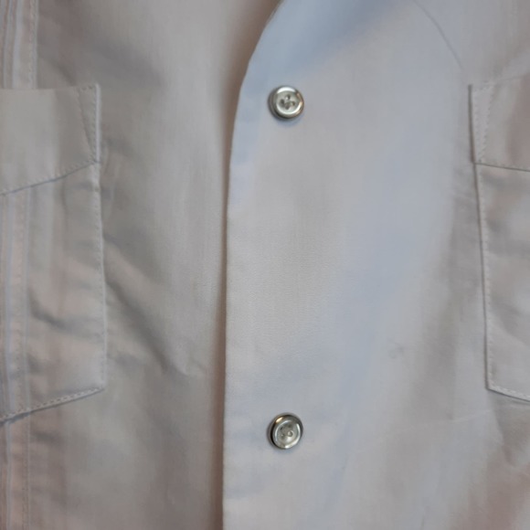 HABAND GUAYABERA MEN'S WHITE SIZE XL EMBROIDERED SNAP-UP SHORT SLEEVE POCKETS - Picture 4 of 8